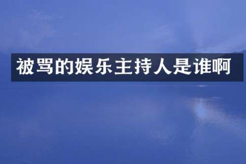 被骂的娱乐主持人是谁啊