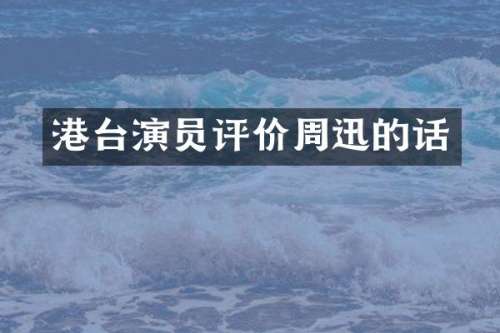 港台演员评价周迅的话