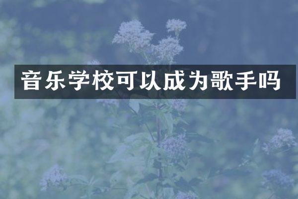 音乐学校可以成为歌手吗