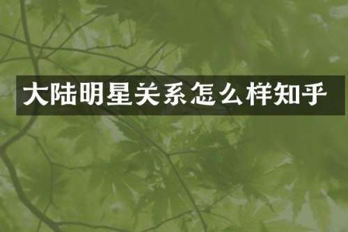 大陆明星关系怎么样知乎