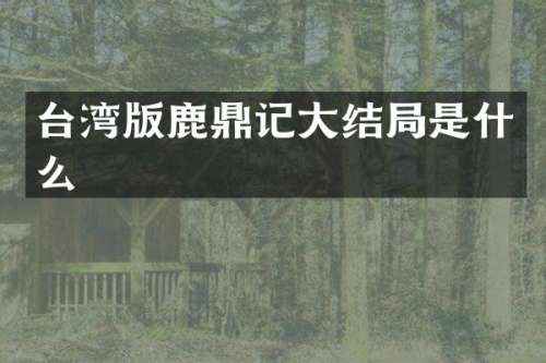 台湾版鹿鼎记大结局是什么