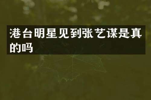 港台明星见到张艺谋是真的吗