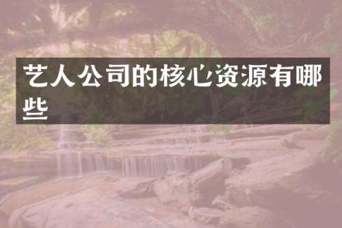 艺人公司的核心资源有哪些