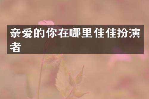 亲爱的你在哪里佳佳扮演者