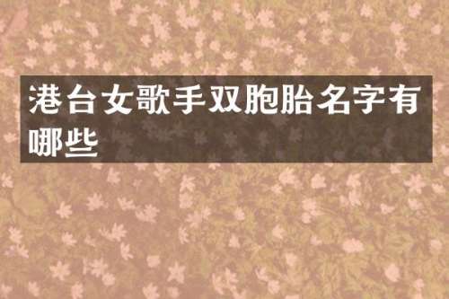 港台女歌手双胞胎名字有哪些