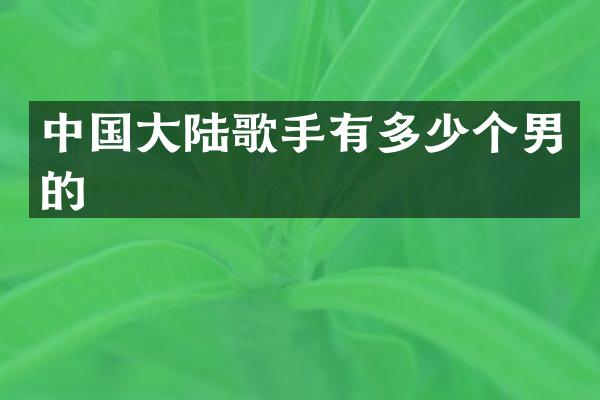 中国大陆歌手有多少个男的