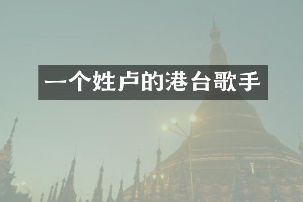 一个姓卢的港台歌手
