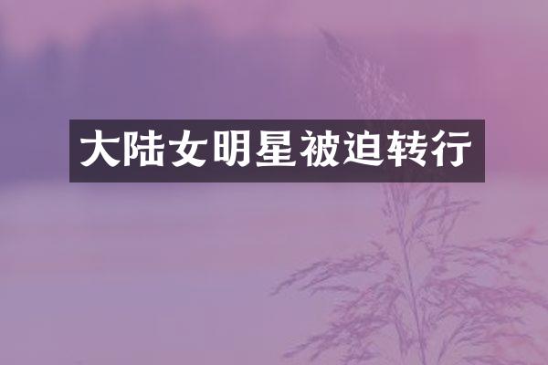 大陆女明星被迫转行