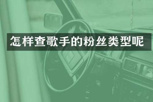 怎样查歌手的粉丝类型呢
