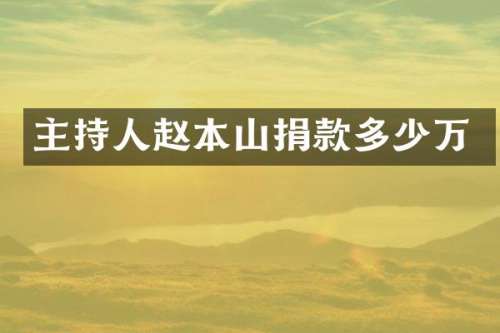 主持人赵本山捐款多少万
