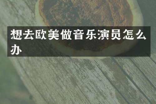 想去欧美做音乐演员怎么办