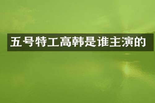 五号特工高韩是谁主演的
