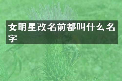 女明星改名前都叫什么名字