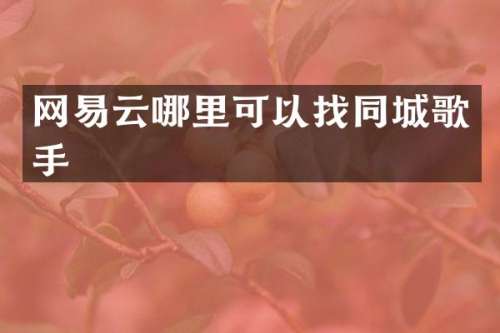 网易云哪里可以找同城歌手