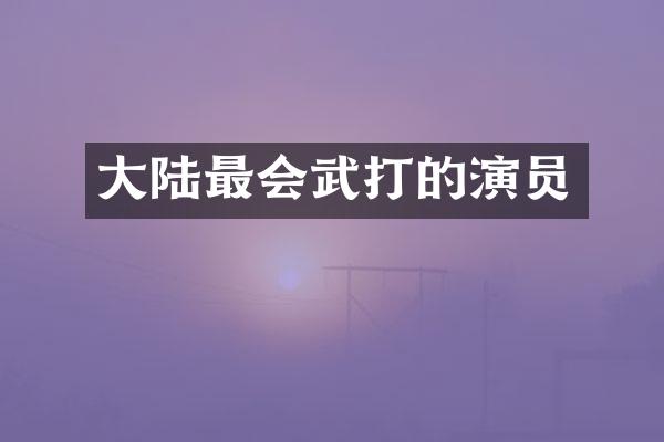 大陆最会武打的演员