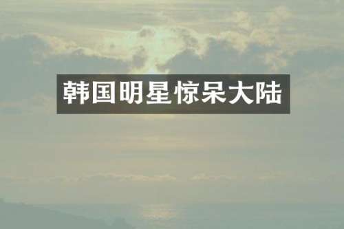 韩国明星惊呆大陆