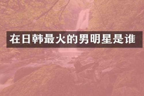 在日韩最火的男明星是谁
