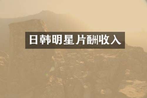 日韩明星片酬收入