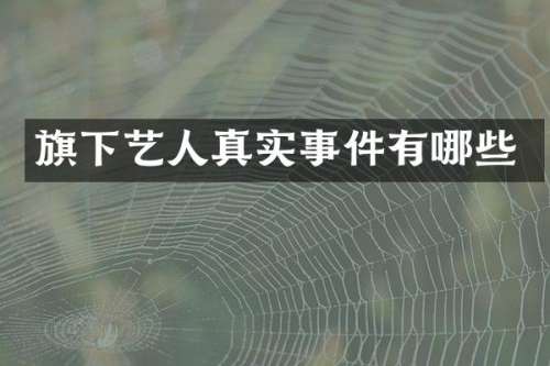 旗下艺人真实事件有哪些
