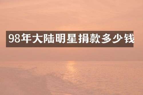 98年大陆明星捐款多少钱