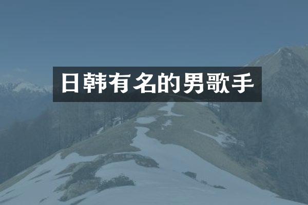 日韩有名的男歌手