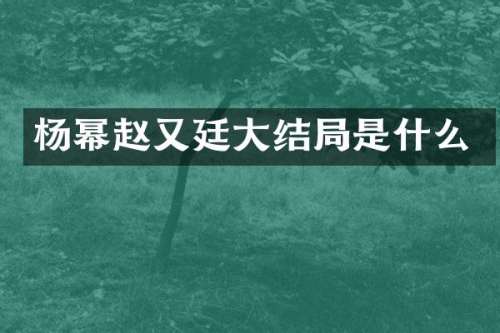 杨幂赵又廷大结局是什么
