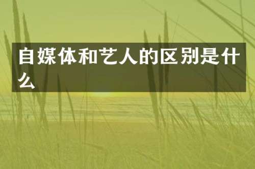 自媒体和艺人的区别是什么