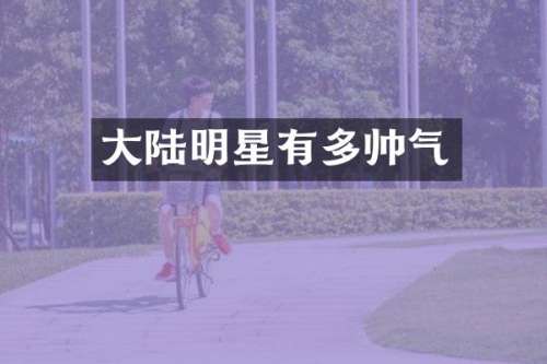大陆明星有多帅气