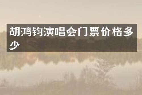 胡鸿钧演唱会门票价格多少
