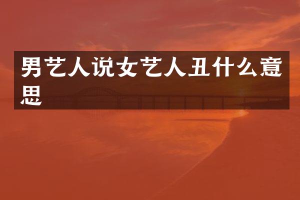 男艺人说女艺人丑什么意思