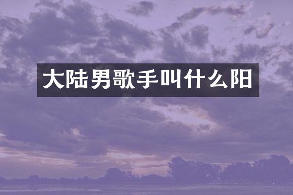 大陆男歌手叫什么阳
