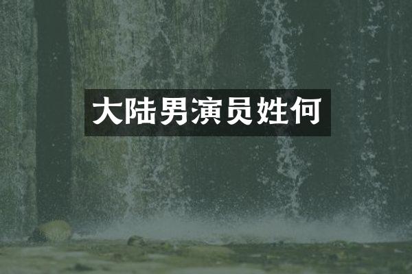 大陆男演员姓何