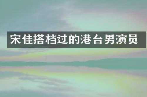 宋佳搭档过的港台男演员