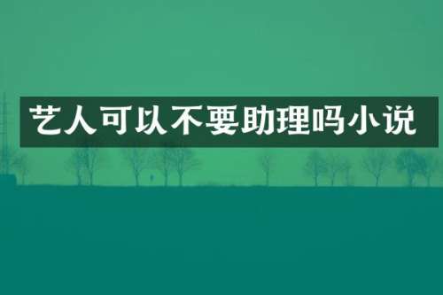 艺人可以不要助理吗小说
