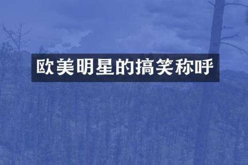 欧美明星的搞笑称呼