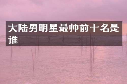 大陆男明星最帅前十名是谁