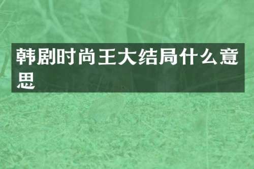 韩剧时尚王大结局什么意思