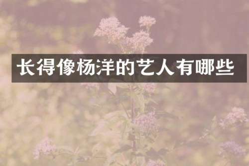 长得像杨洋的艺人有哪些
