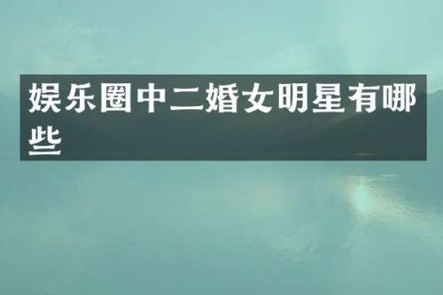 娱乐圈中二婚女明星有哪些