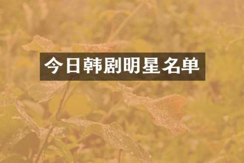 今日韩剧明星名单
