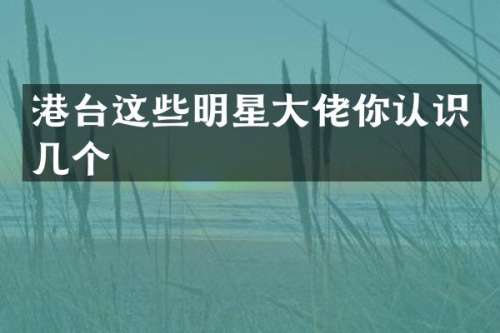 港台这些明星大佬你认识几个