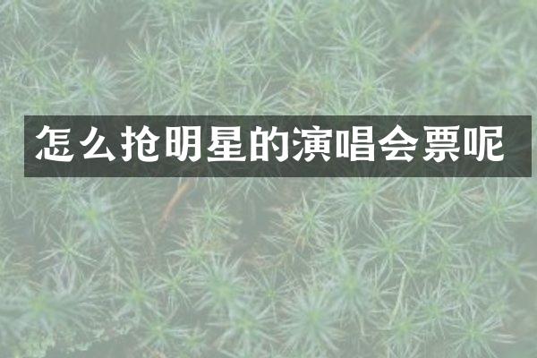 怎么抢明星的演唱会票呢