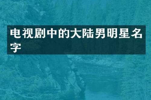 电视剧中的大陆男明星名字