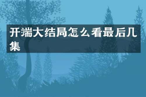 开端大结局怎么看最后几集