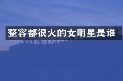 整容都很火的女明星是谁