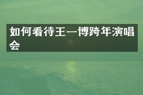 如何看待王一博跨年演唱会