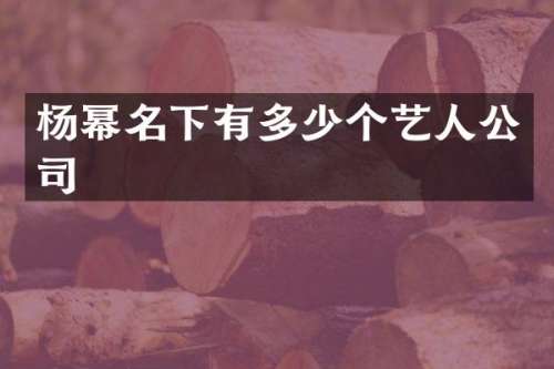 杨幂名下有多少个艺人公司