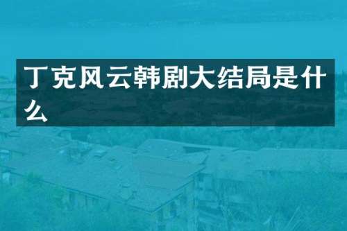 丁克风云韩剧大结局是什么