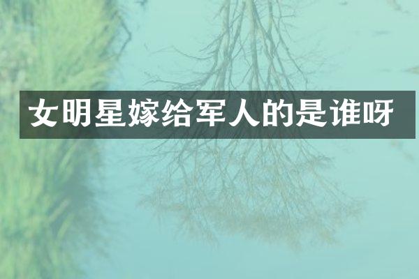 女明星嫁给军人的是谁呀