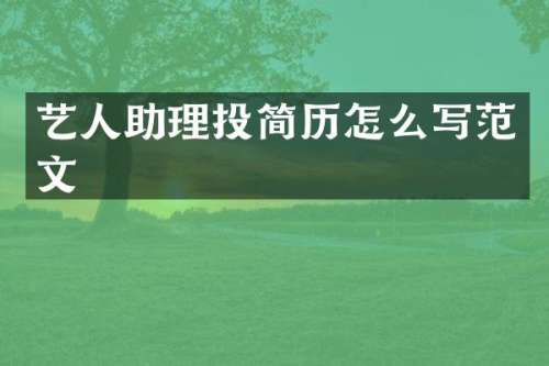 艺人助理投简历怎么写范文